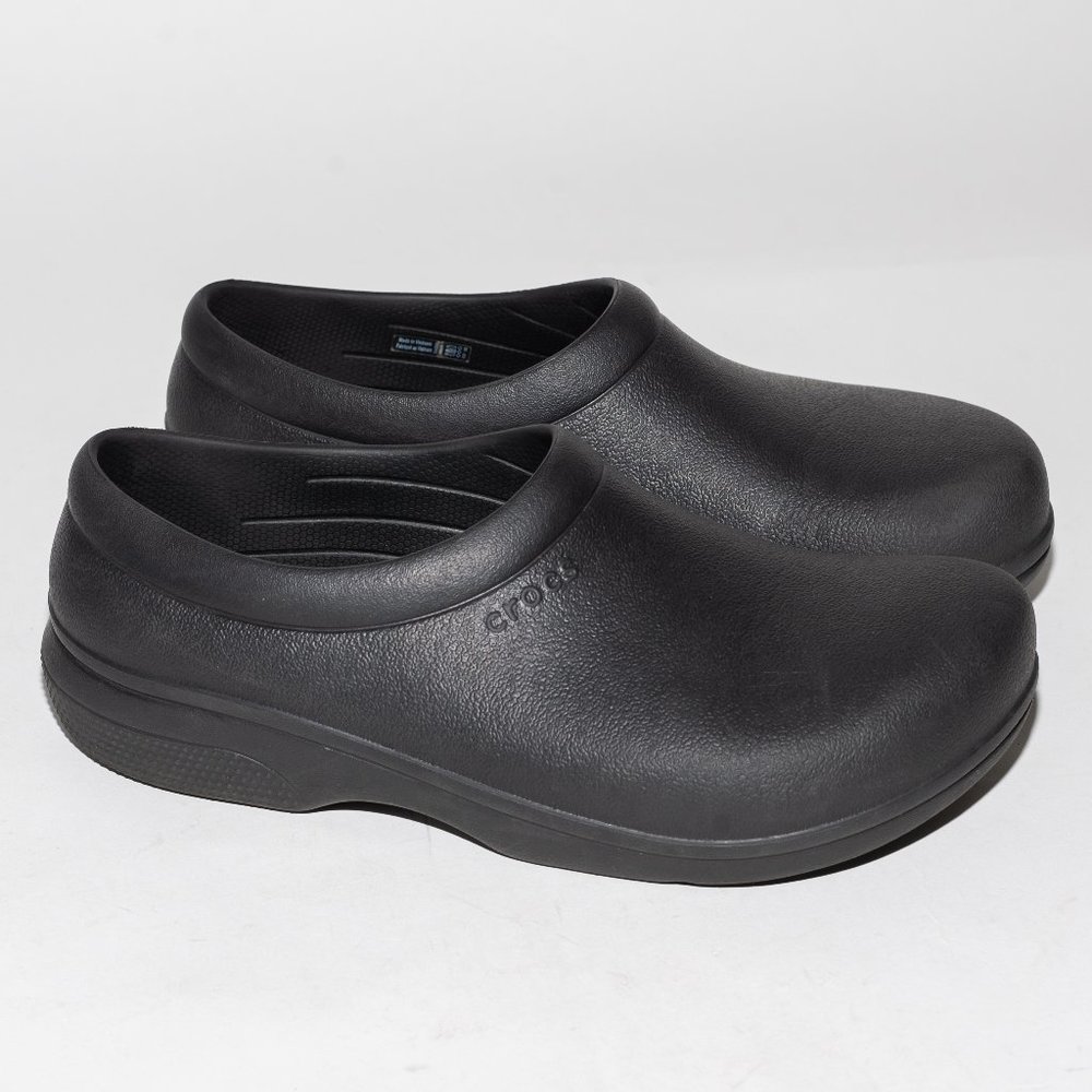 Crocs Unisex Men 9 Women 11 Black On-The-Clock Work Slip-On Shoes Clog